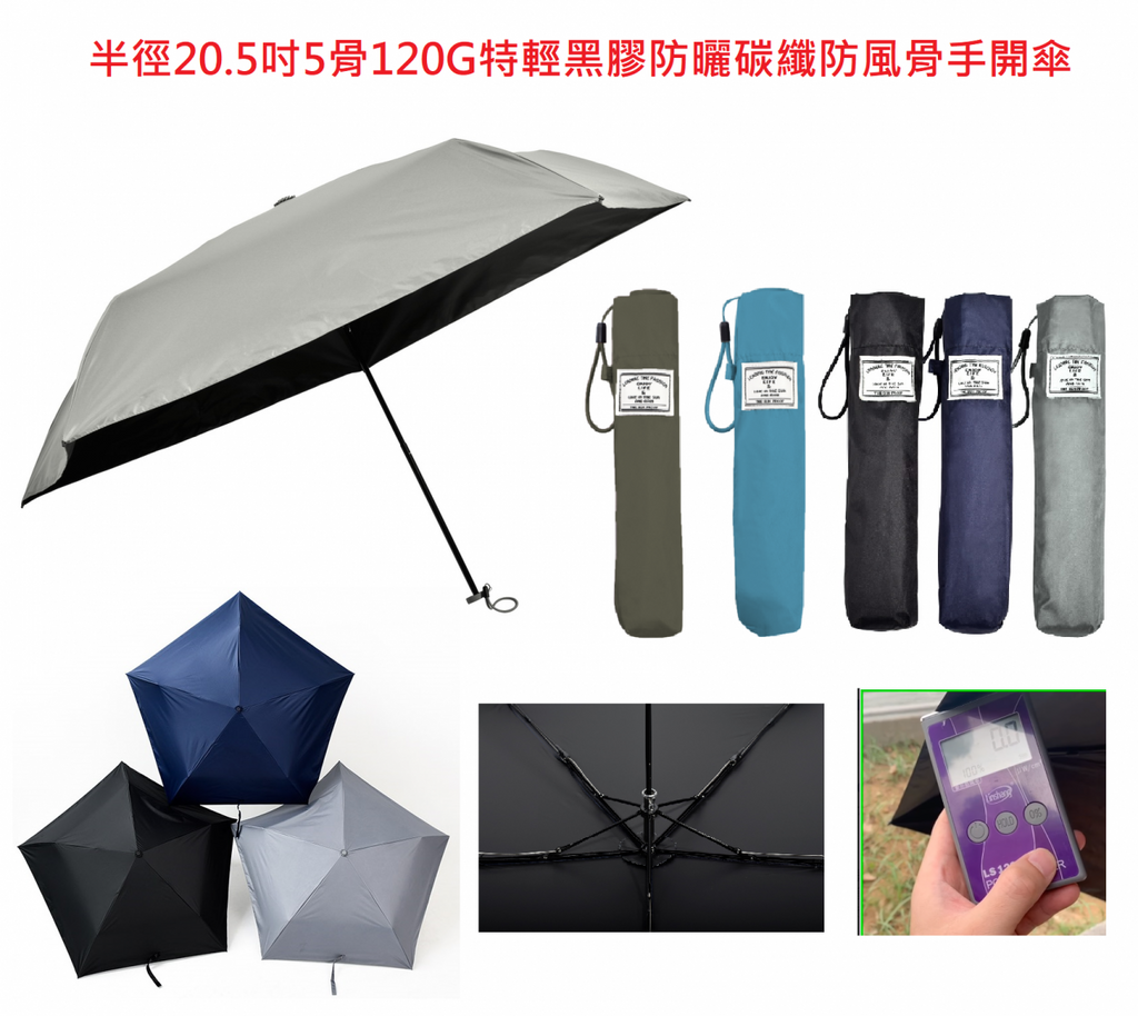 Ultralight umbrella 超潑水納米傘布(半徑20.5吋)(5骨)(120g)