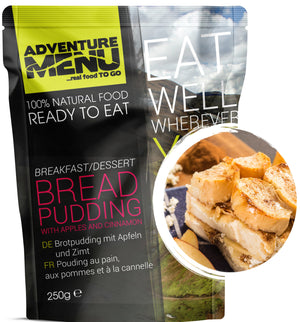 Bread pudding with apples and cinnamon