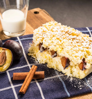 Rice pudding with plums （Gluten-free）