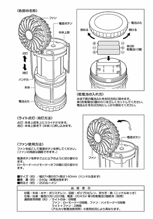 COB Lantern with fan Black UK-4067